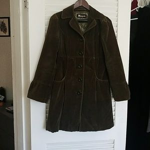 Faux Velvet Peacoat
